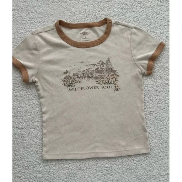 Womens Wildflower Soul Ringer Tee Festival Indie Sleaze Size Small 90s Y2K - Picture 1 of 8